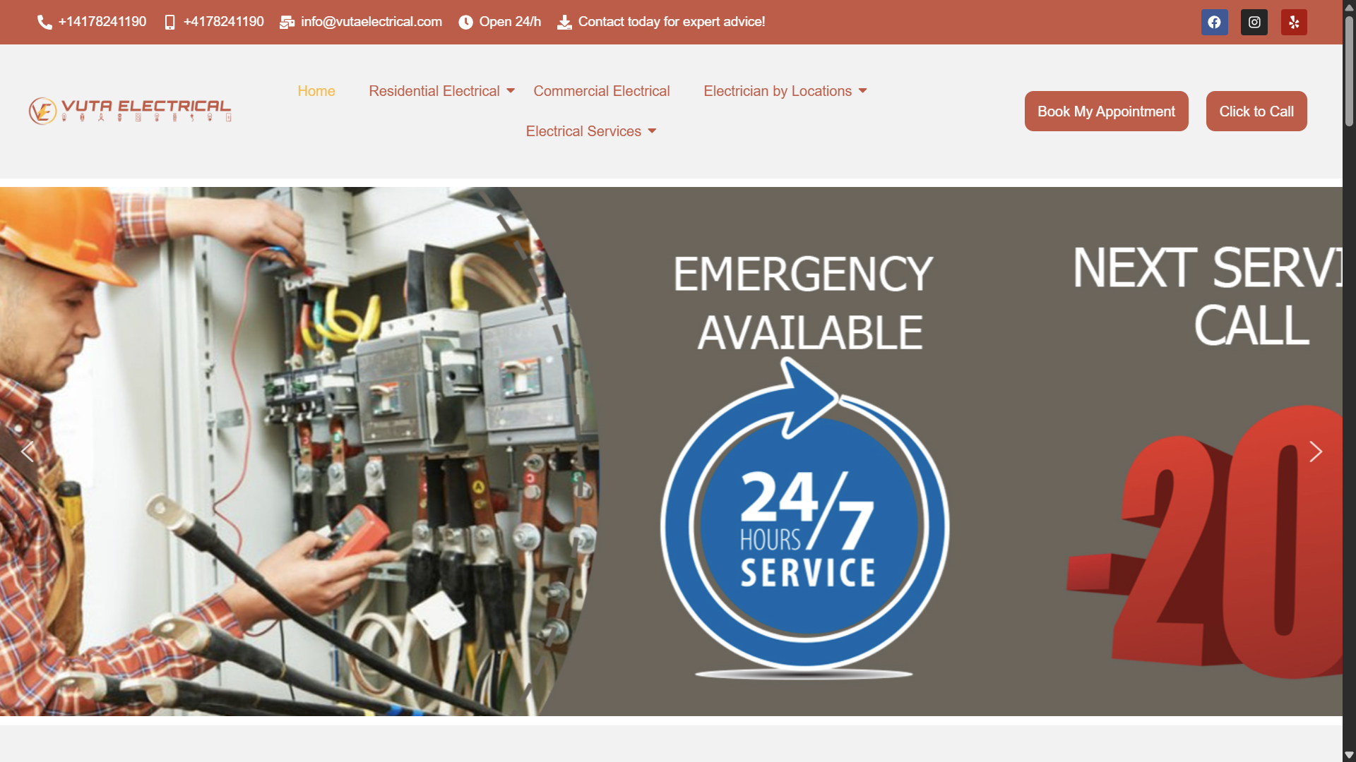 Vuta Electrical live interface preview